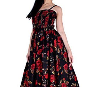 Black and Red Roses Maxi Dress